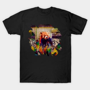 Red Panda Abstract vintage pop art composition T-Shirt